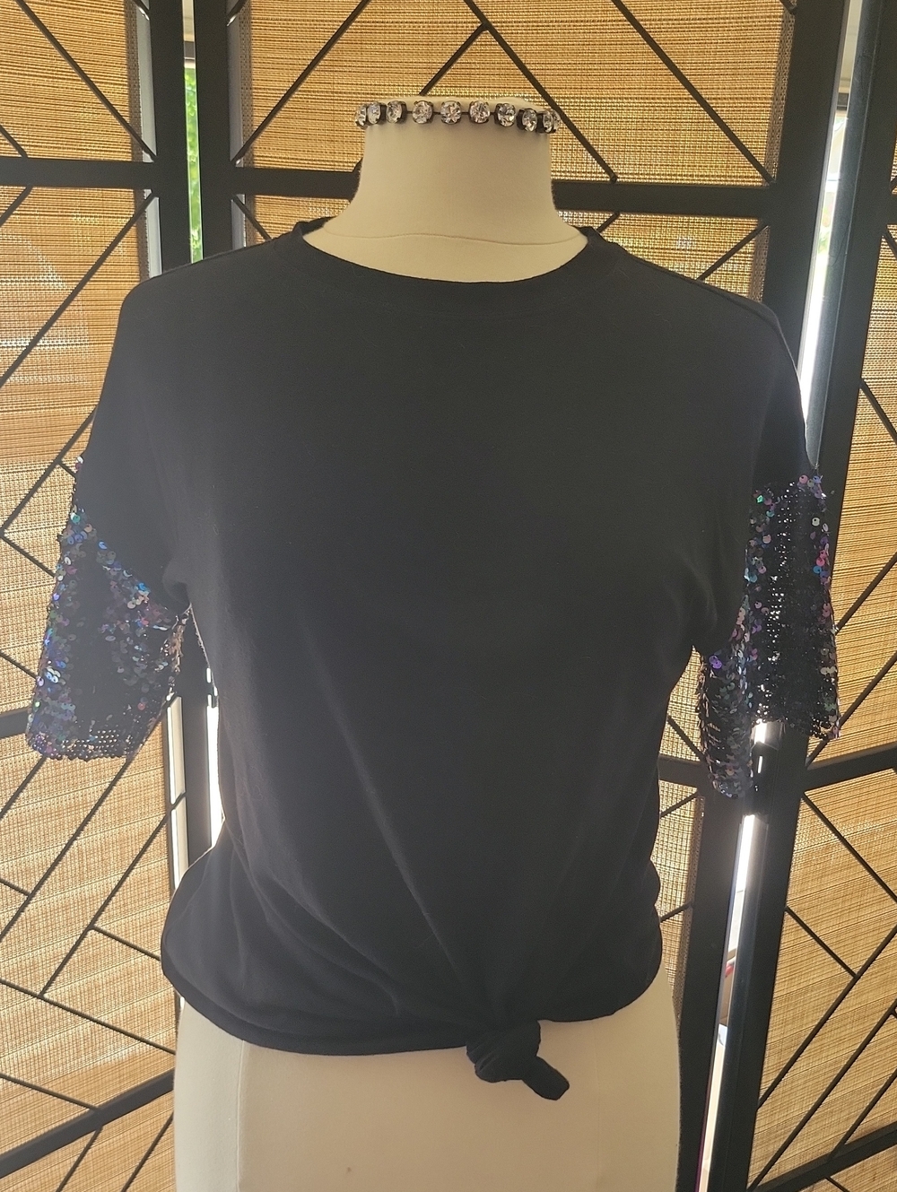 Super Cute Tshirt With Sequin Sleeves.